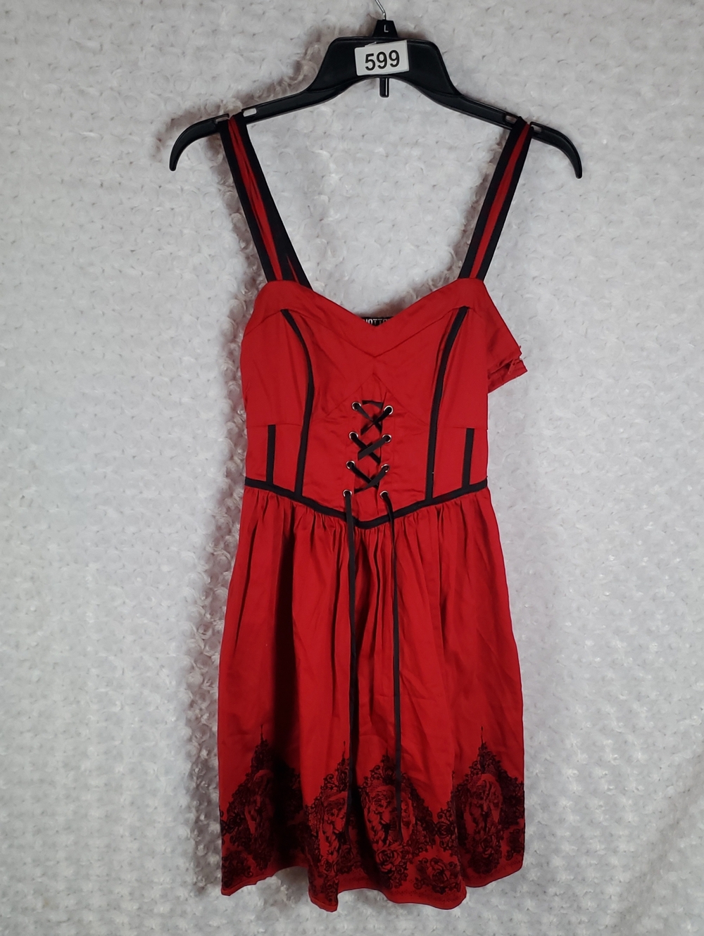 Hot Topic Red Dress with Black Trim and Straps Size SM